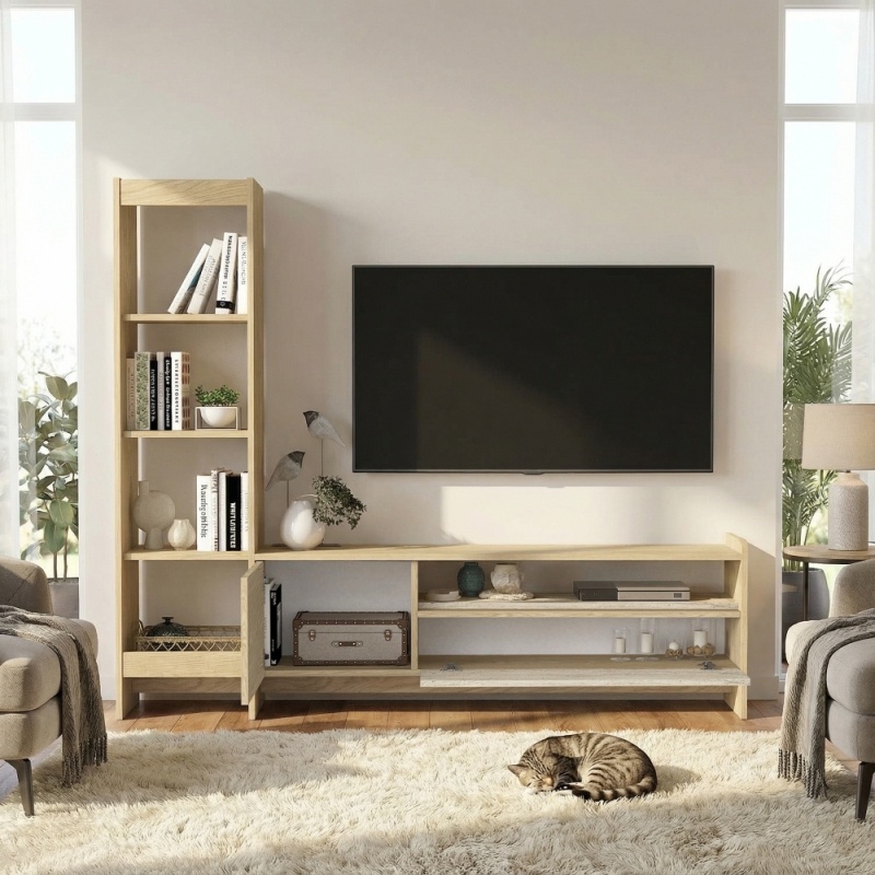 Comodă TV, Norvic Tv Unit, UnicUtil, Crem-Travertin - imagine 3