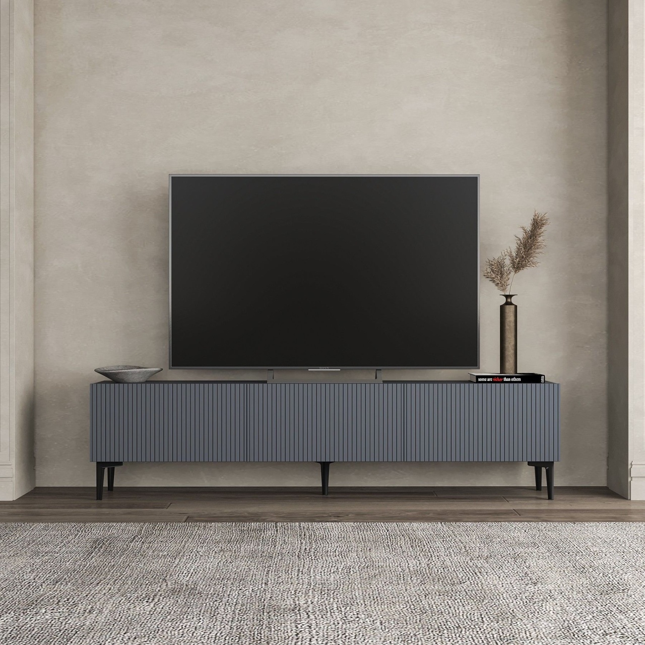 Comoda TV, Oscar Anthracite, UnicUtil, Antracit, Lățime: 180 cm, Înălțime: 45 cm, Adâncime: 31,4 cm - view 2