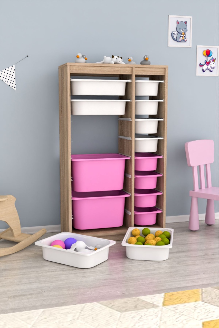 Dulap multifunctional, Dust wave, UnicUtil, Culoarea Stejar Alb Roz - 2 | YEO