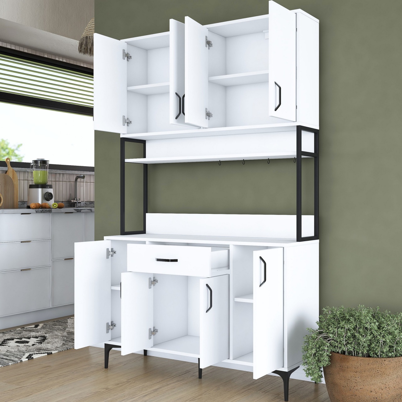 Dulap multifuncțional, Je127 2984, UnicUtil, Alb, Lățime: 120 cm, Înălțime: 198,6 cm, Adâncime: 40 cm - view 4
