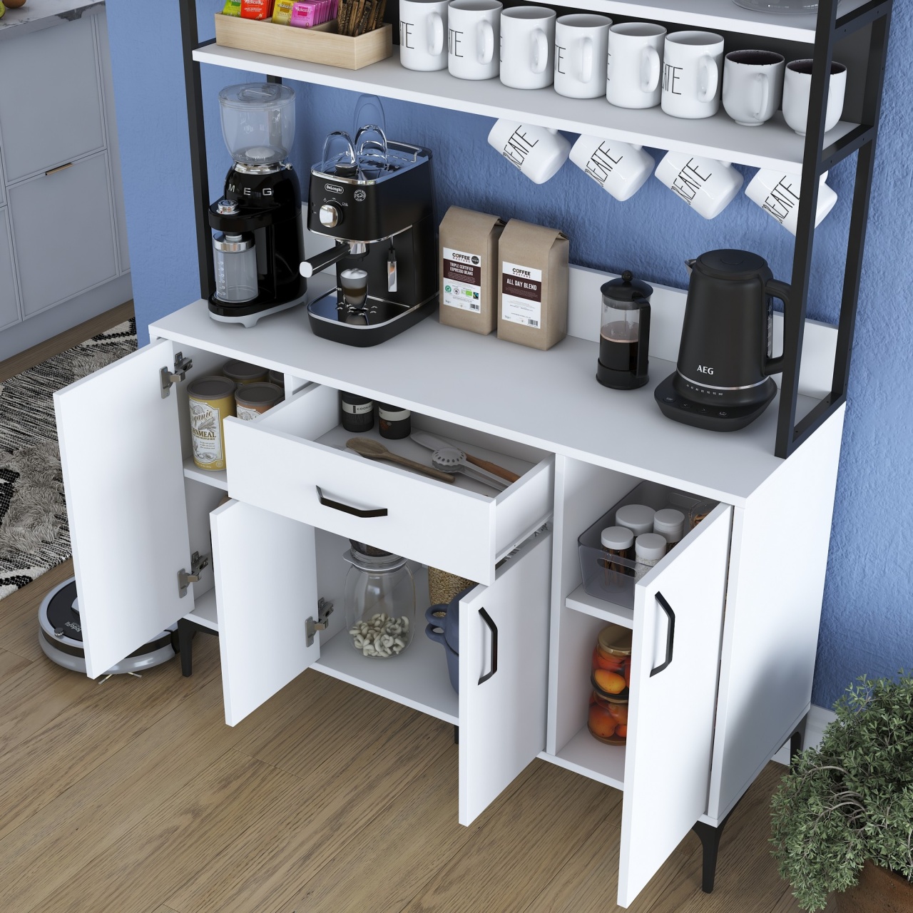 Dulap multifuncțional, Je130 2987, UnicUtil, Alb,Lățime: 120 cm, Înălțime: 183,6 cm, Adâncime: 40 cm - view 8