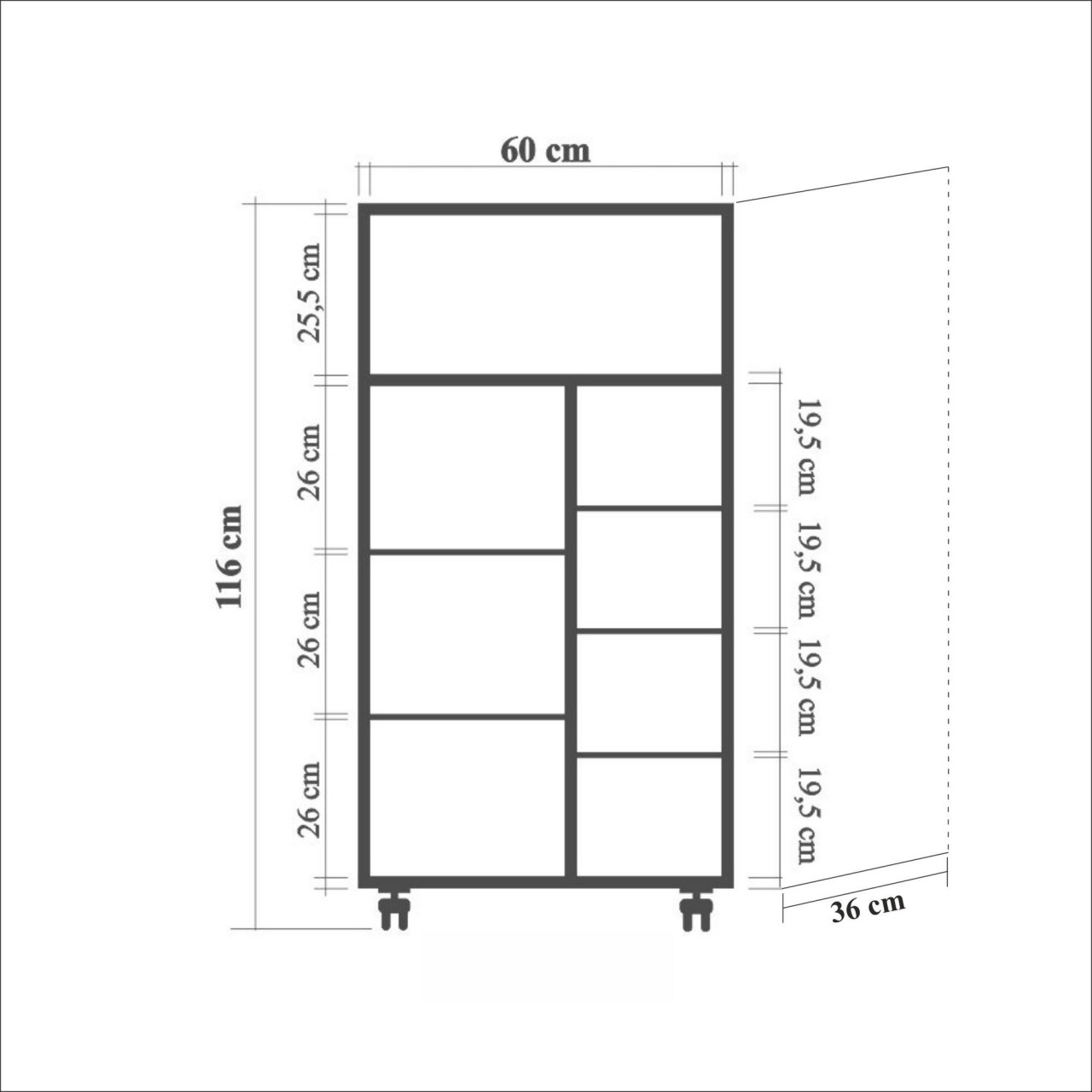 Dulap multifuncțional, Kiler 737, UnicUtil, Stejarul Sonoma, Lățime: 60 cm, Înălțime: 116 cm, Adâncime: 36 cm - view 8