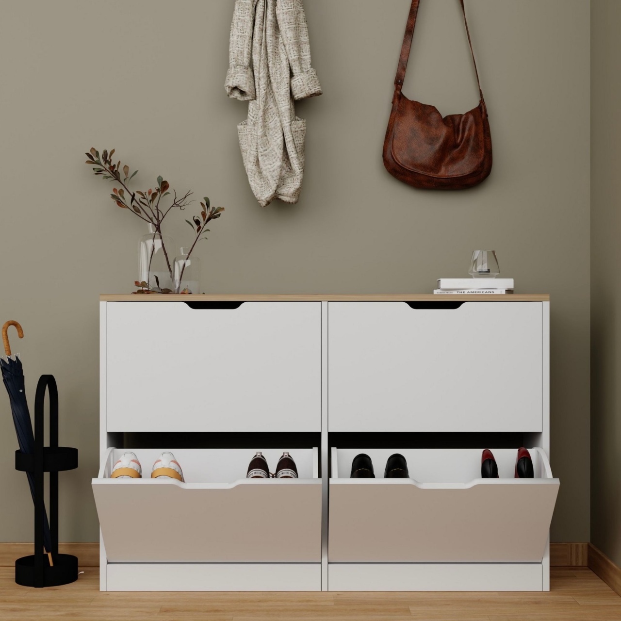 Dulap pentru pantofi, Duru 1600, UnicUtil, Alb mat, Lățime: 120,5 cm, Înălțime: 79,2 cm, Adâncime: 30 cm, 350MWD1205 - view 3
