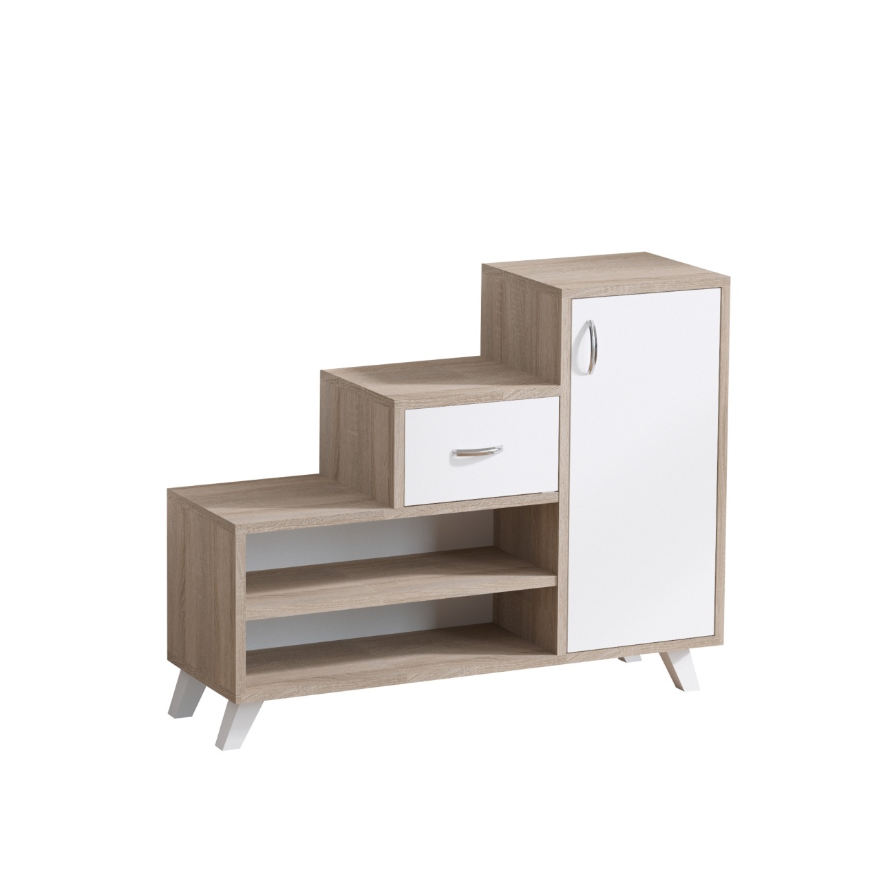 Dulap pentru pantofi, Retro Sonoma, UnicUtil, Pin Atlantic-Alb, Lățime: 90 cm, Înălțime: 77 cm, Adâncime: 33 cm - view 3