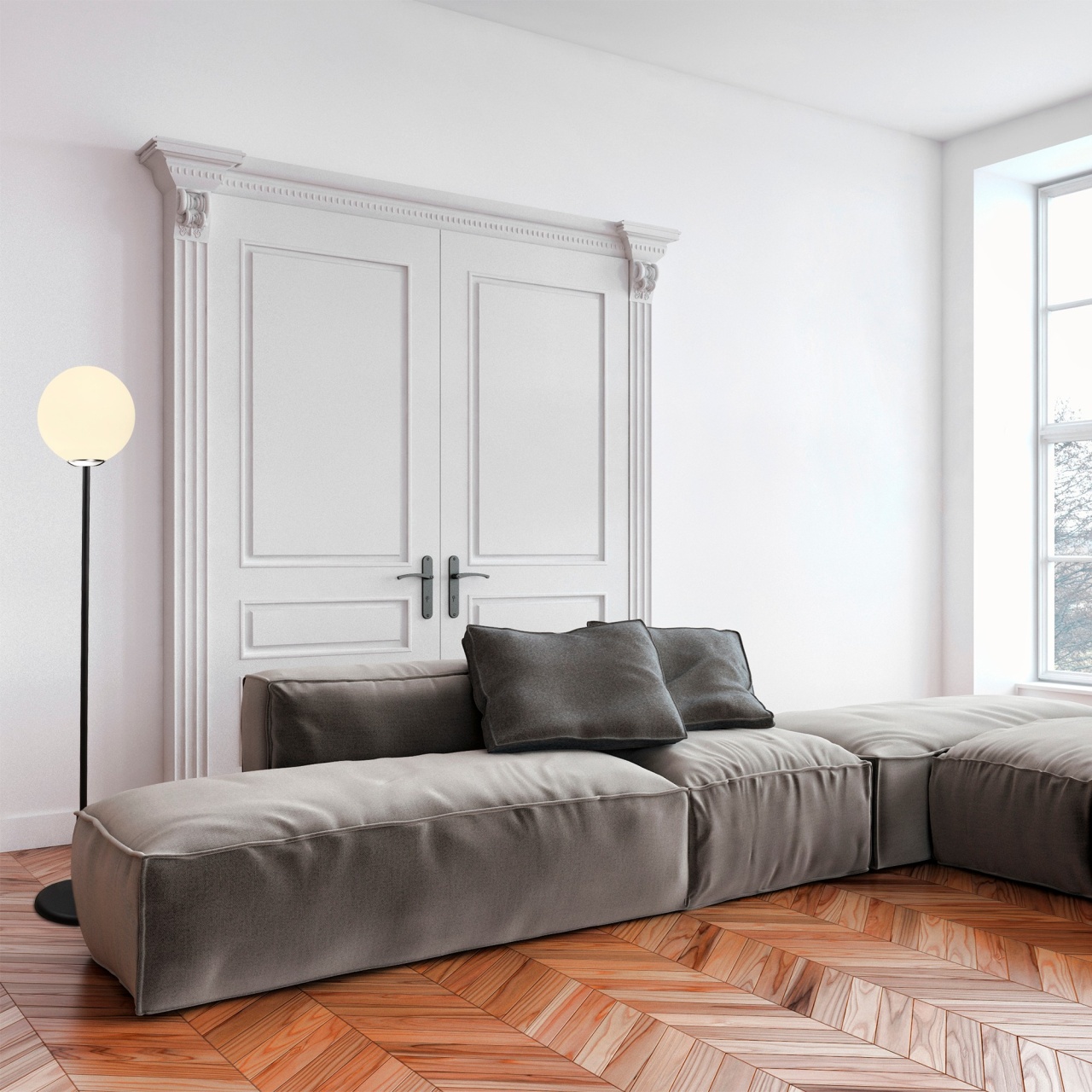 Lampadar, Shell mist, UnicUtil, Culoarea Negru Alb