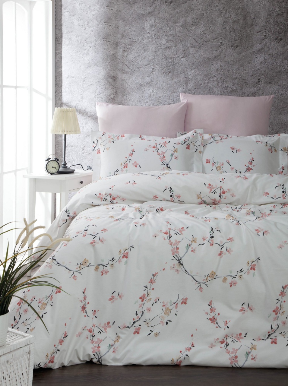 Lenjerie de pat, Double Quilt Cover Set, Ridge combo, UnicUtil, Culoarea Alb Somon