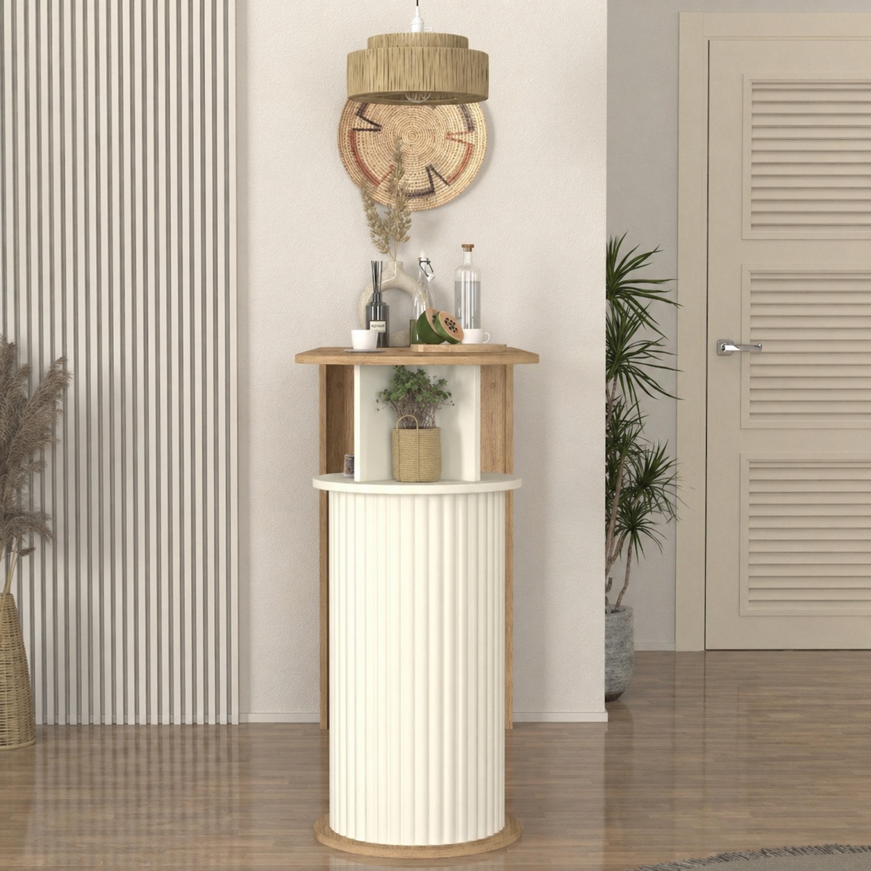 Masă bar Bohema din pal melaminat finisaj Moonstone – eleganță și funcționalitate pentru spații moderne, 150 x 51.6 x 101.8 cm - imagine 4