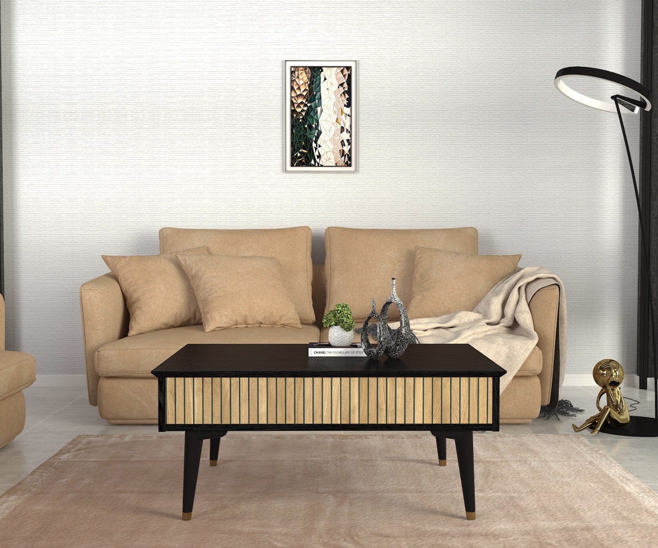 Masa de Cafea Contrast Lux, UnicUtil, 90 x 60 x 38, Natur-Negru - imagine 2