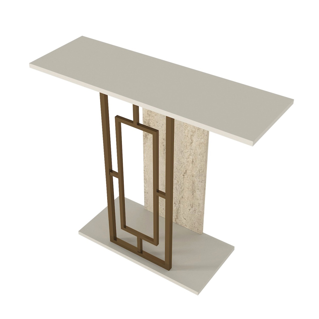 Masă decorativă Alderas din pal melaminat finisaj travertin – design elegant pentru spații moderne, 90 x 29.6 x 76.8 cm - imagine 8