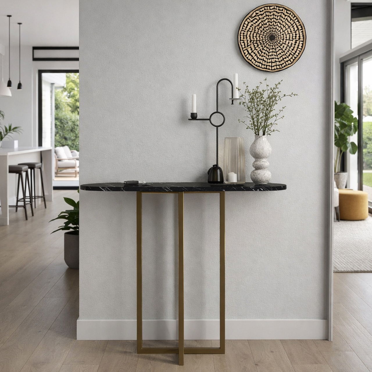 Masă decorativă Boressi din pal melaminat cu finisaj Black Marble – eleganță modernă pentru interior rafinat, 90 x 29.6 x 75 cm - view 4
