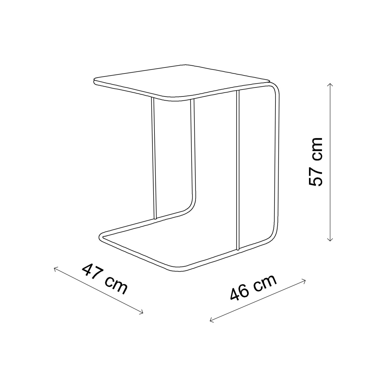 Masă laterală, Shb 011, UnicUtil, Gri deschis, 47 x 46 x 57 cm, 100% METAL - view 4