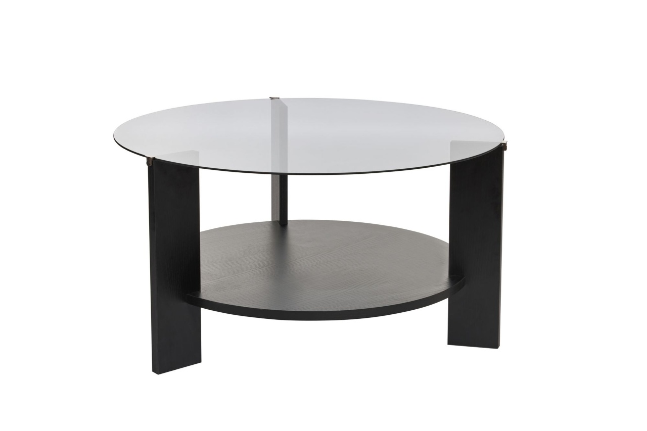 Măsuţă de cafea, Clara Wood, UnicUtil, Negru de lemn-Fum, Lățime: 75 cm, Înălțime: 40 cm, Adâncime: 75 cm - imagine 3