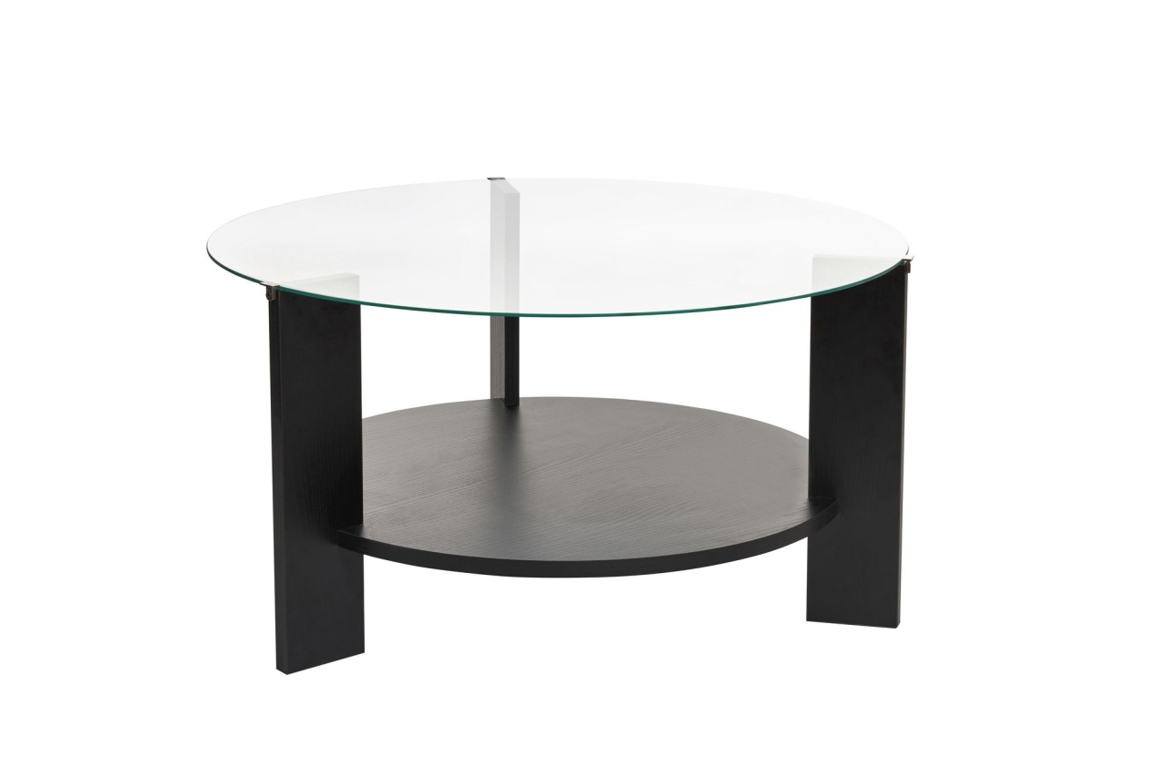 Măsuţă de cafea, Clara Wood, UnicUtil, Negru lemn-Transparent, Lățime: 75 cm, Înălțime: 40 cm, Adâncime: 75 cm - view 3