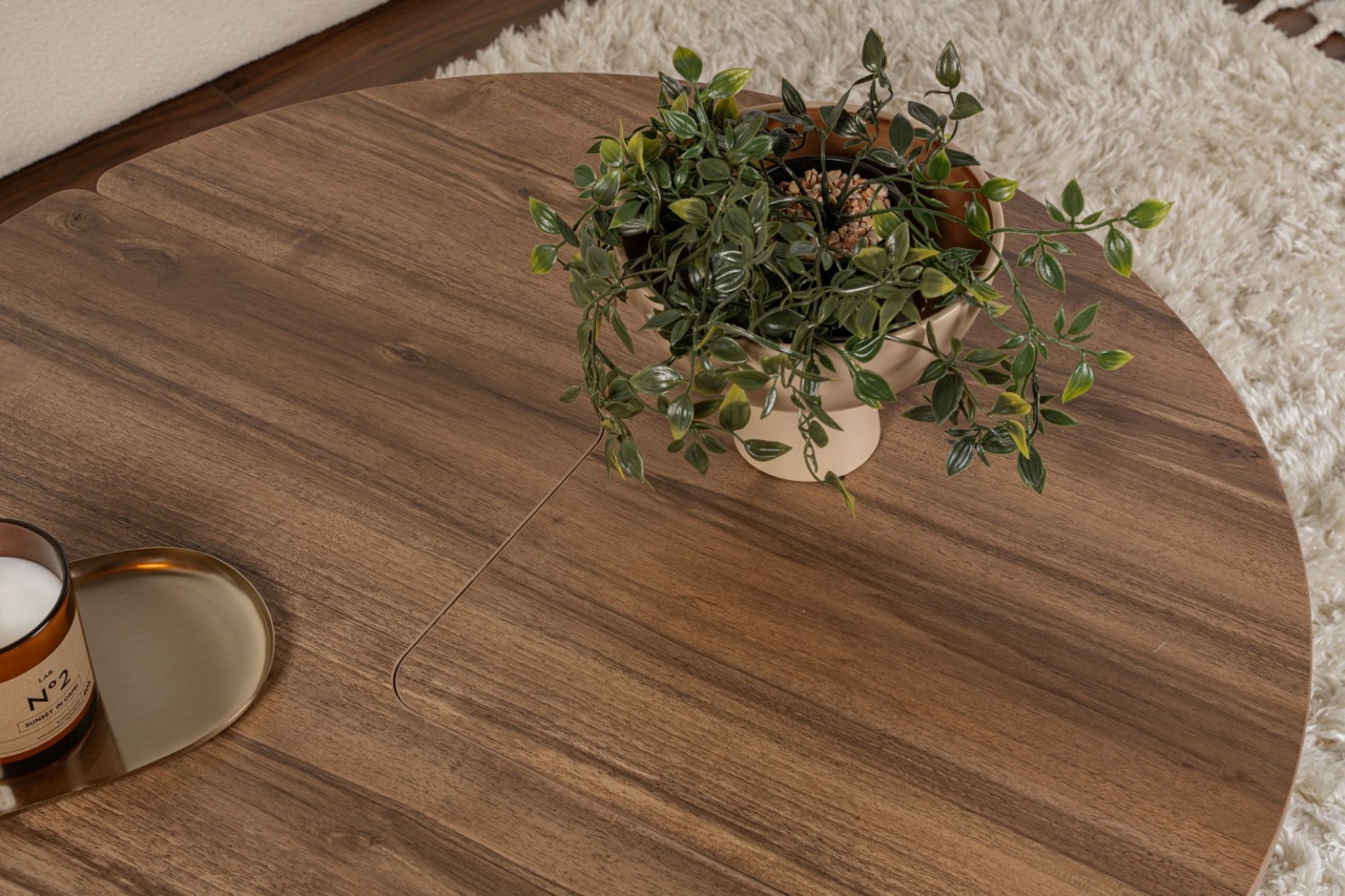 Măsuţă de cafea, Moira Walnut, UnicUtil, Nuc, Lățime: 90 cm, Înălțime: 41 cm, PAL 100% MELAMINAT - view 3