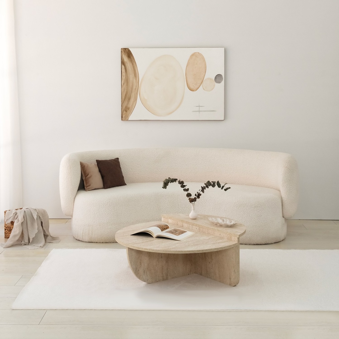 Măsuţă de cafea, Podium Design, UnicUtil, Travertin, Diametru: 90 cm, Înălțime: 35 cm - view 3
