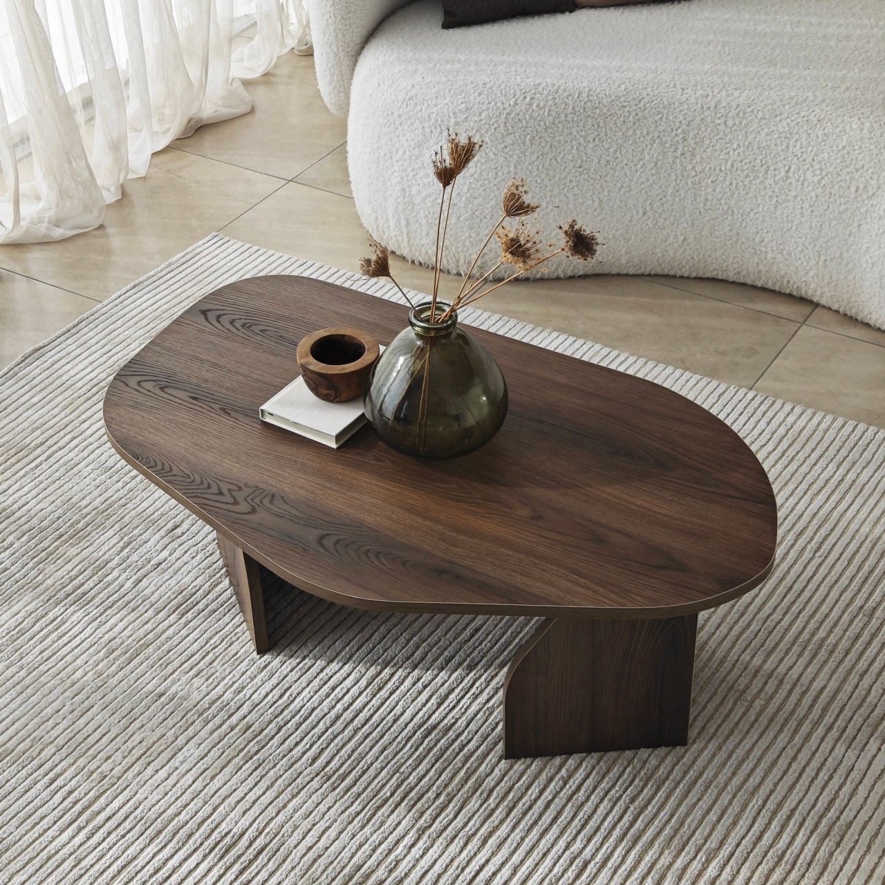 Măsuţă de cafea, Rock Walnut, UnicUtil, Nuc, Lățime: 100 cm, Înălțime: 35 cm, Adâncime: 60 cm - view 6