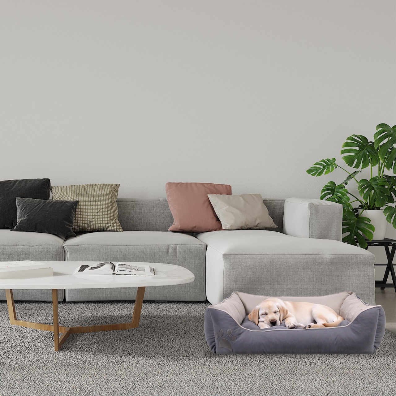 Pat animale companie, Breeze leaf, UnicUtil, Culoarea Gri Light Gri