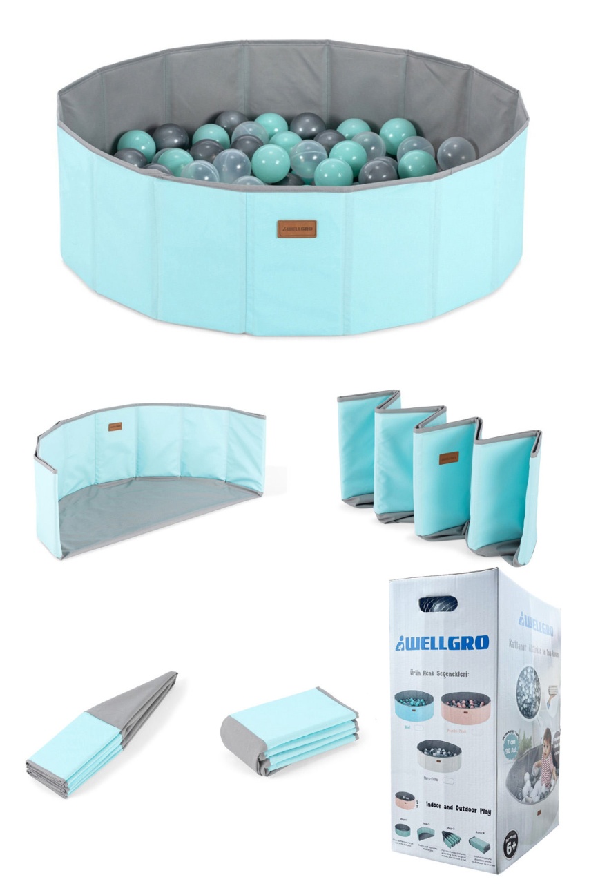 Piscina uscata pentru copii cu 90 bile de plastic, Blaze breeze, UnicUtil, Culoarea Verde Deschis - view 4