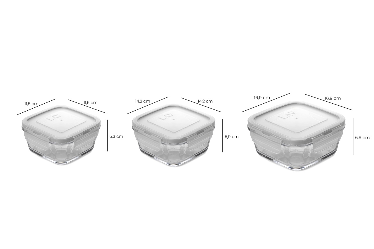 Set 3 caserole sticla, UnicUtil, Sturdy Elegant, Transparent, ROZ - imagine 4