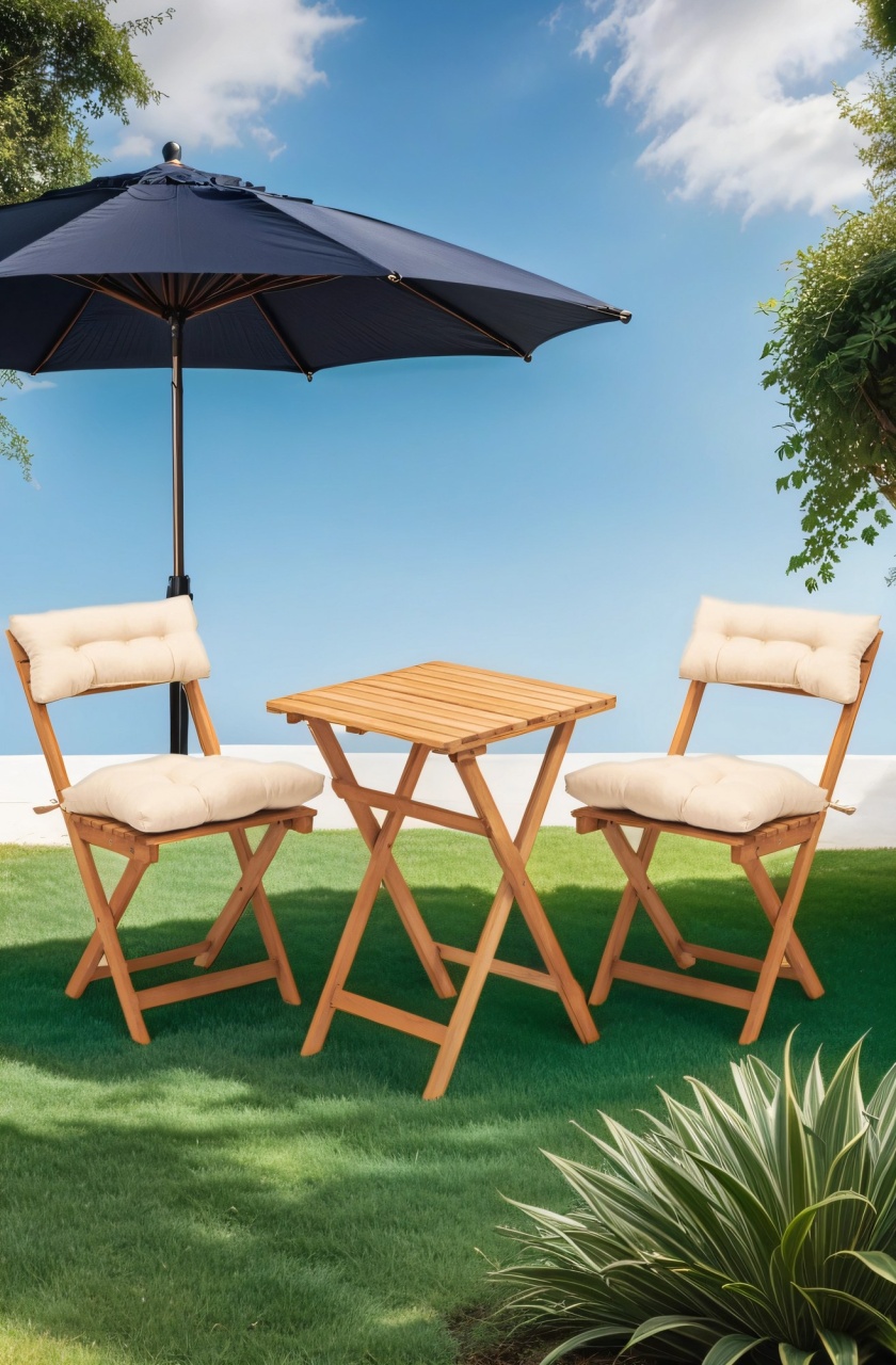 Set Gradina - Masa si Scaune (3 Bucati), Breeze stone, UnicUtil, Culoarea Natural Crem