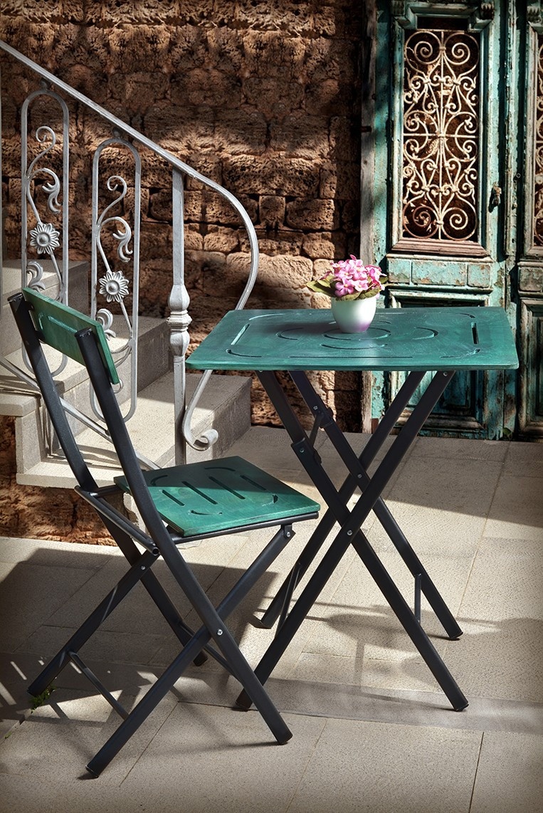 Set Gradina - Masa si Scaune (3 Bucati), Combo ember, UnicUtil, Culoarea Verde Negru - 1 | YEO