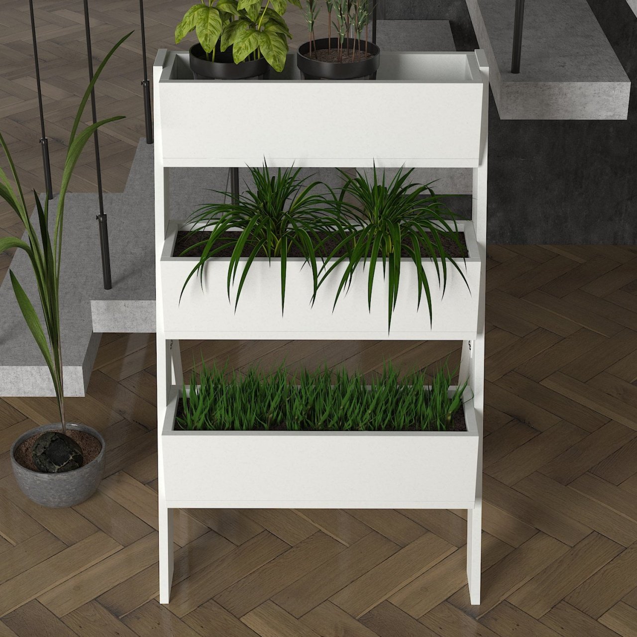 Suport Organizator pentru Plante UnicUtil, 64 x 49 x 98 cm, Alb - 2 | YEO