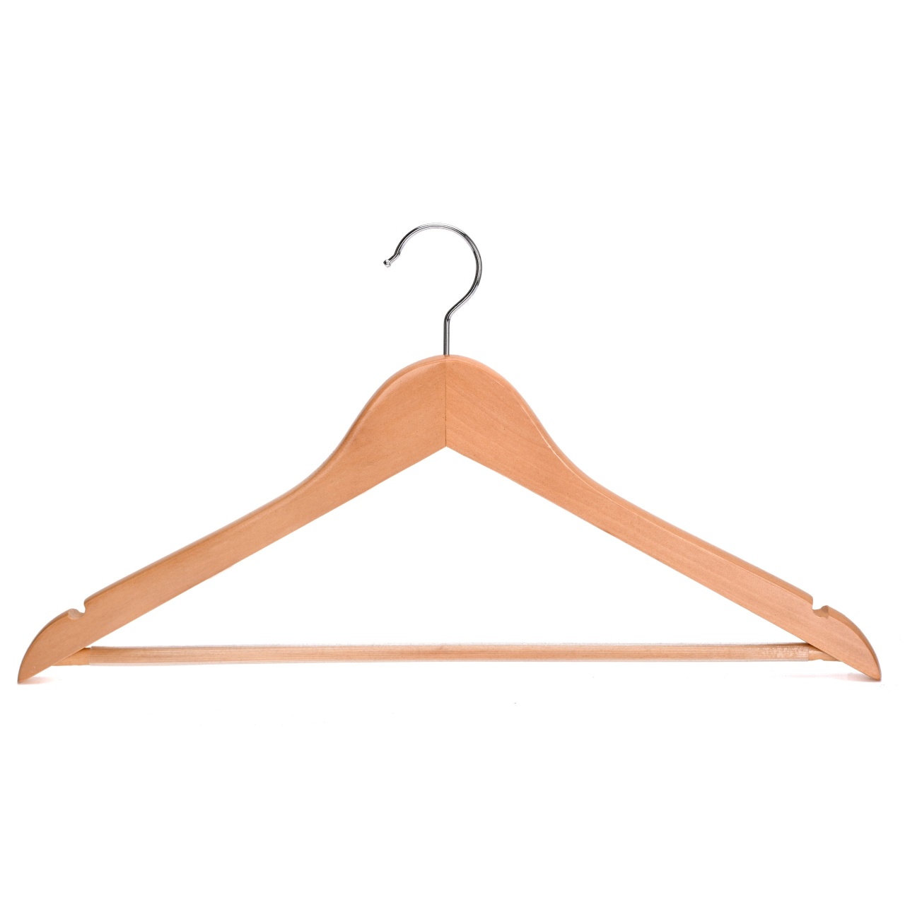 Umeraș de lux din lemn masiv cu cârlig rotativ, grosime 2 cm, ultra-rezistent, Natur, 1 bucata - imagine 2
