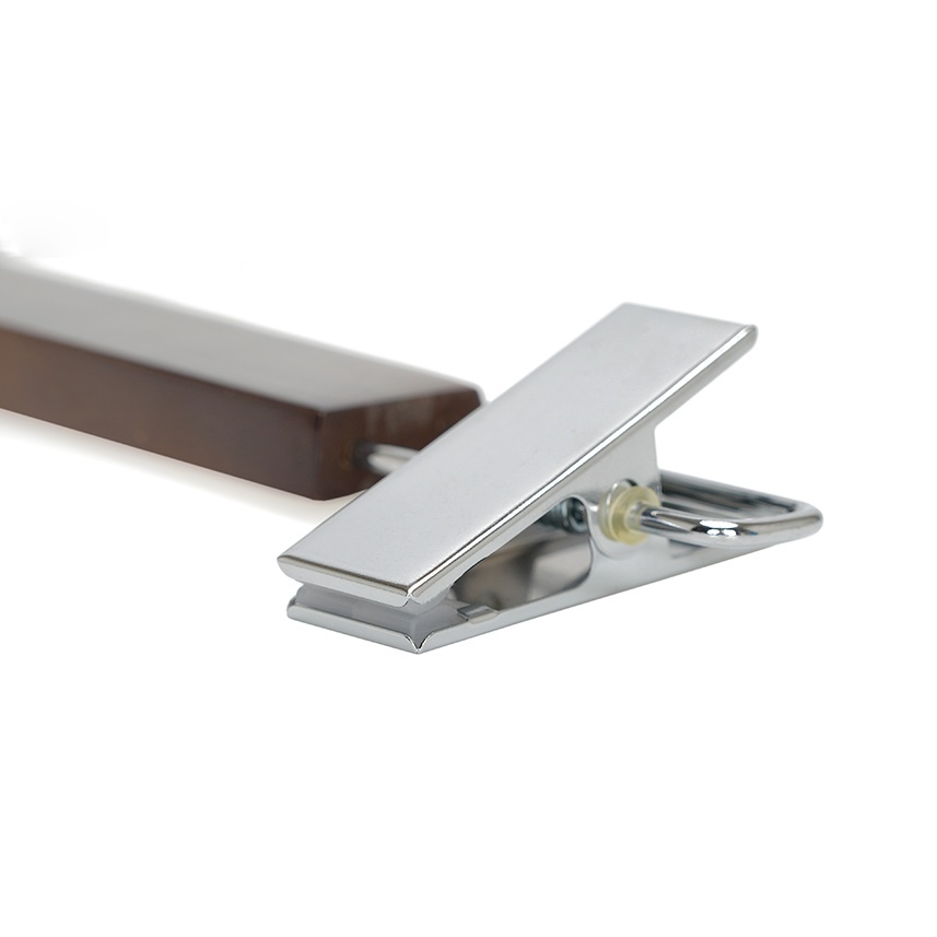 Umeraș din lemn cu clipsuri metalice, pentru pantaloni, Vintage, 1 bucata - imagine 4