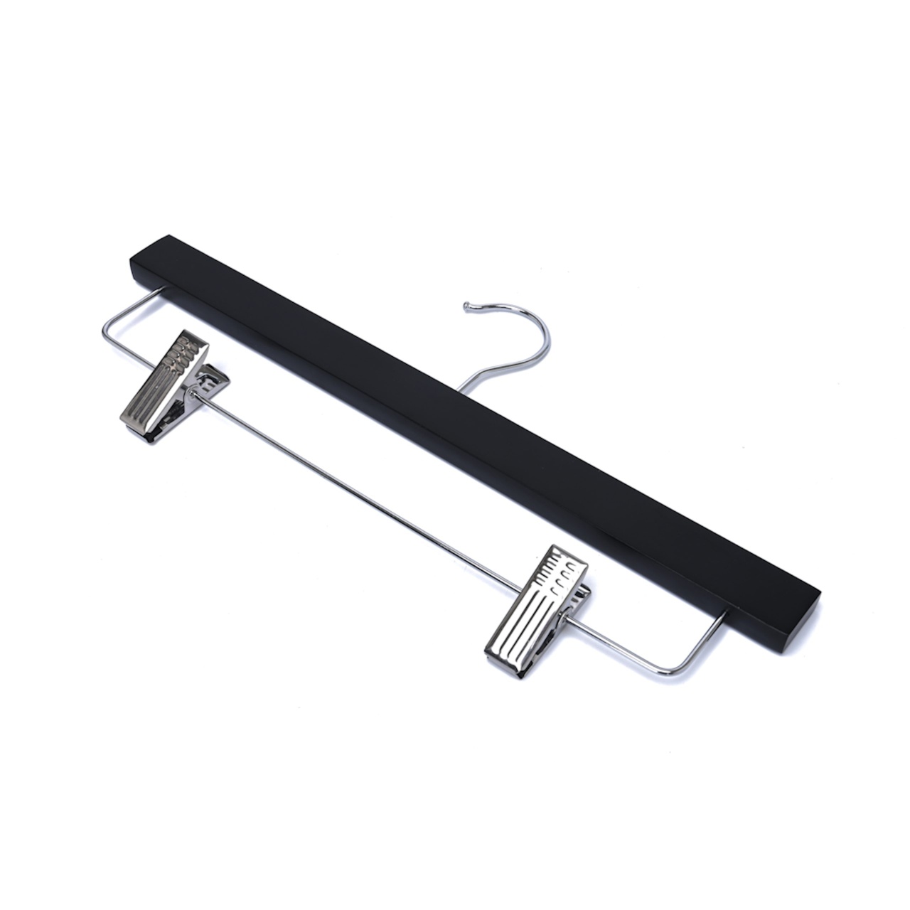 Umeraș din lemn cu clipsuri pentru pantaloni si fuste, Negru, 1 bucata - imagine 5