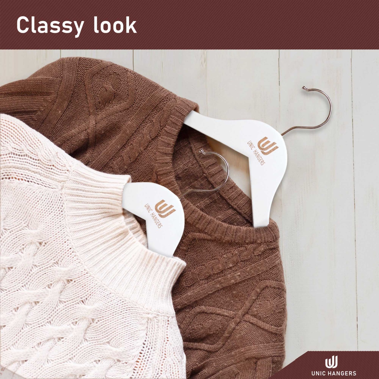 Umeraș din lemn cu margini de catifea, Alb-Negru, 1 bucata - imagine 10