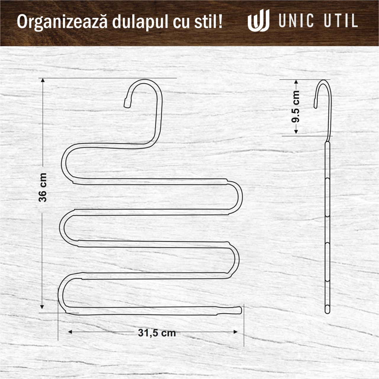 Umeraș din Metal cu spatii multiple, pentru pantaloni, Gri, 1 bucata - imagine 4