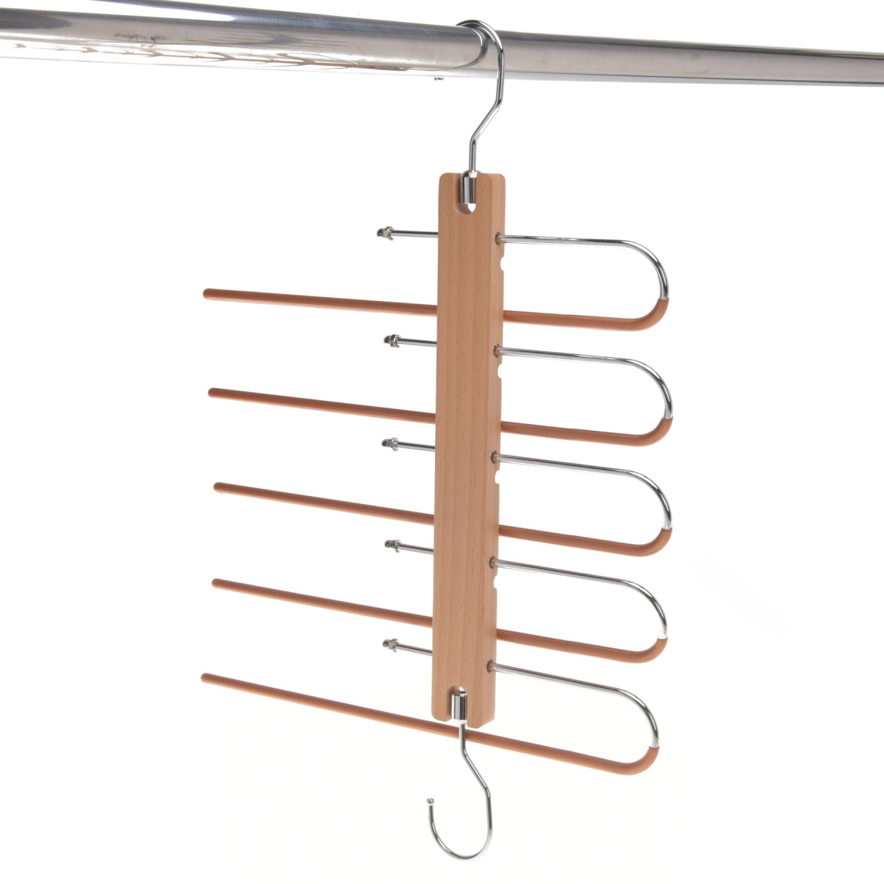 Umeraș pliabil din lemn, cu 5 brate, Natur, 1 bucata - imagine 3