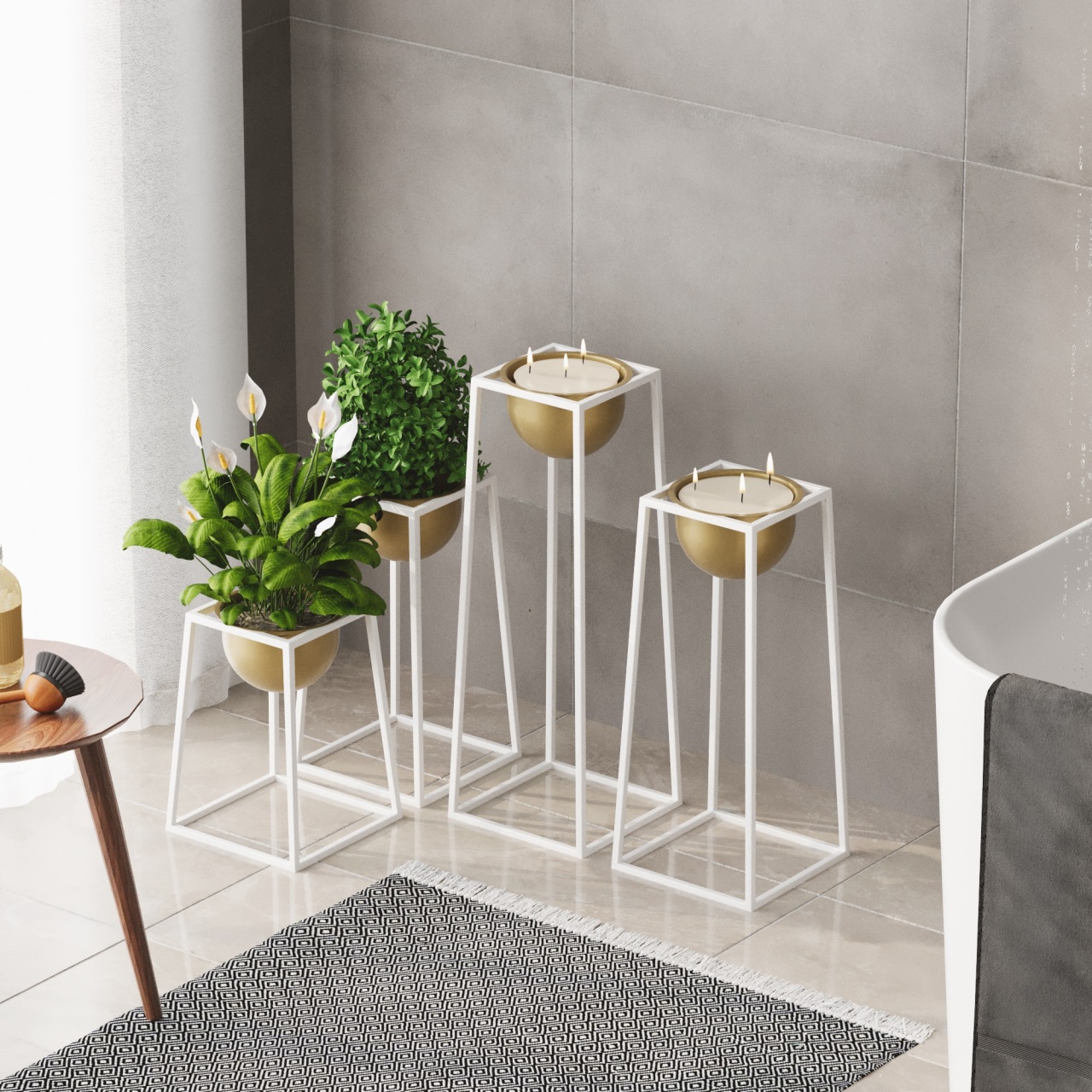 Vas Decorativ, Flame blaze, UnicUtil, Culoarea Alb Auriu - 1 | YEO
