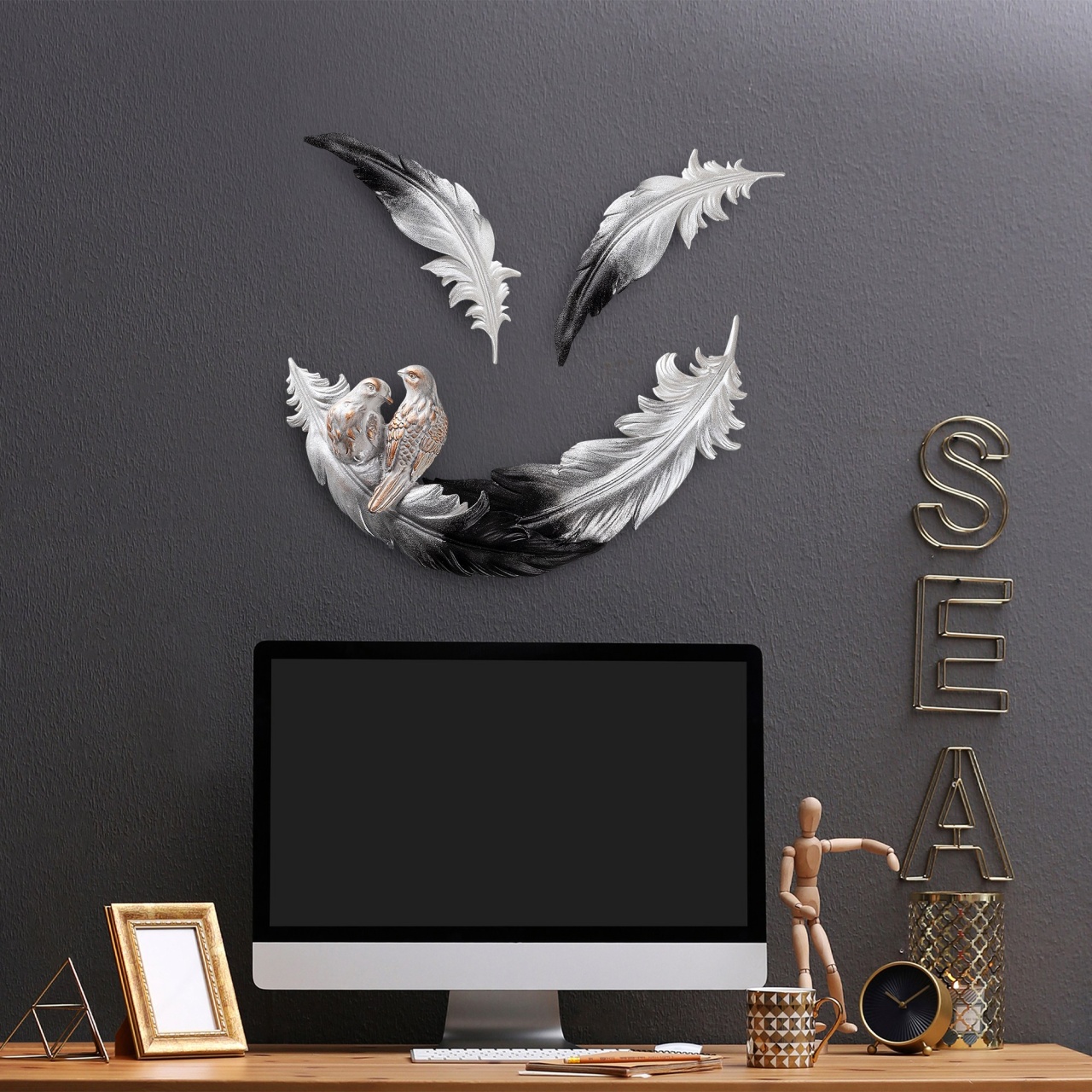 Accesorii Decorative Perete, Storm root, UnicUtil, Culoarea Negru Alb