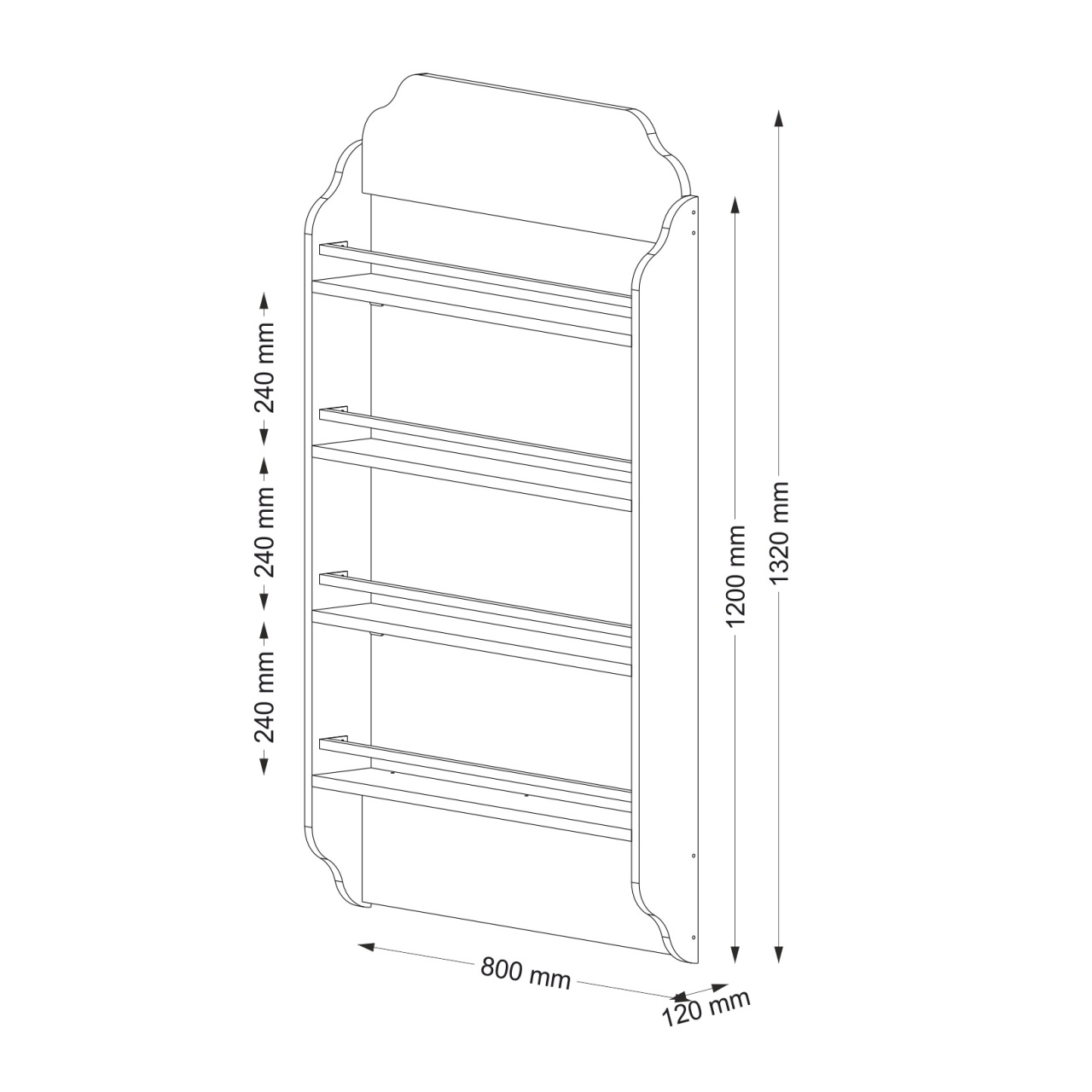 Biblioteca, Joy Organizer, UnicUtil, 80 x 12 x 132 cm, Alb - view 2