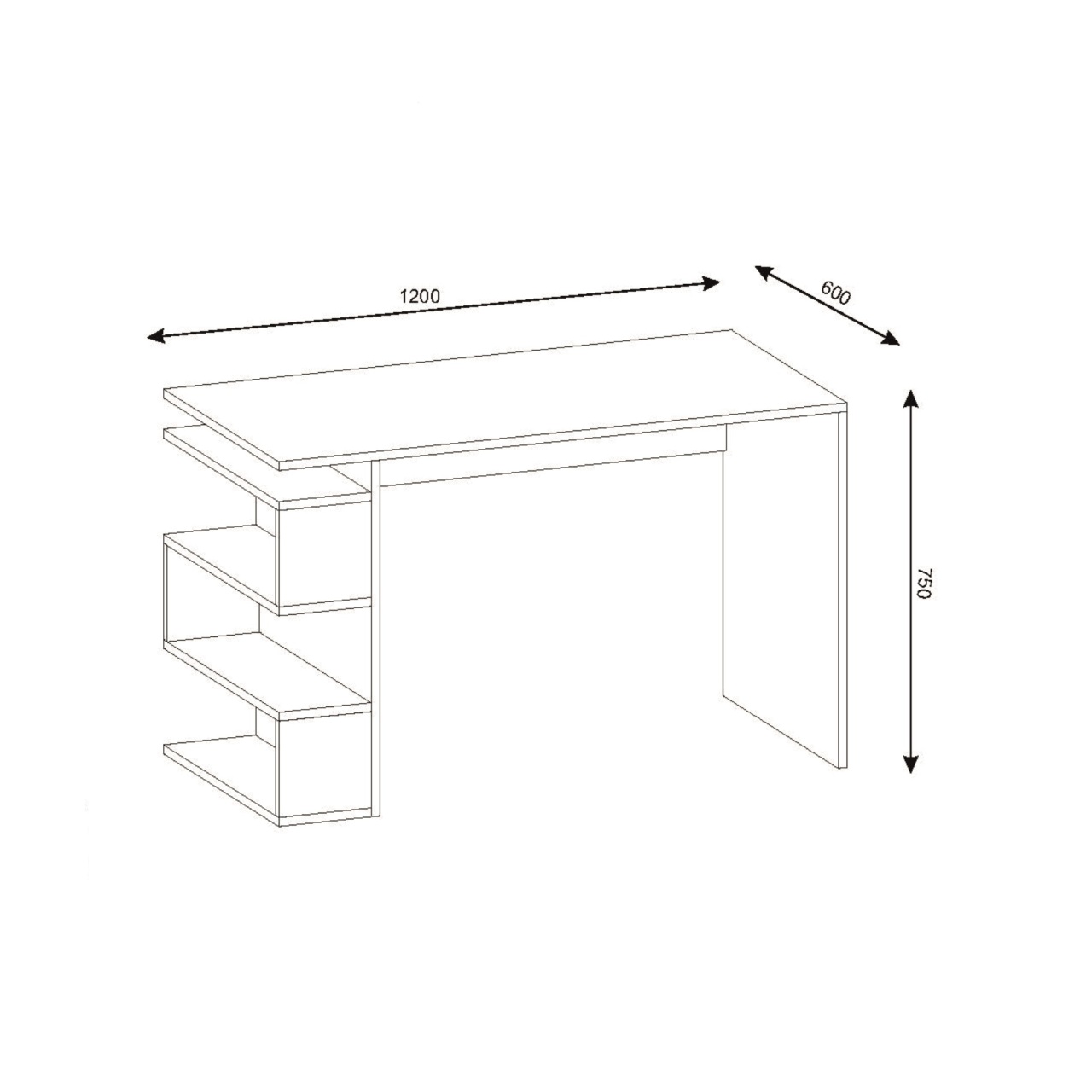 Birou, Modern BrownSpace, UnicUtil, 120 x 60 x 75 cm, Alb si Maro - imagine 2