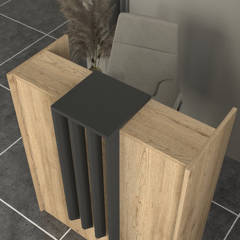 Birou recepție, Hola Front Desk, UnicUtil, Bej-Gri, 90 cm - imagine 2