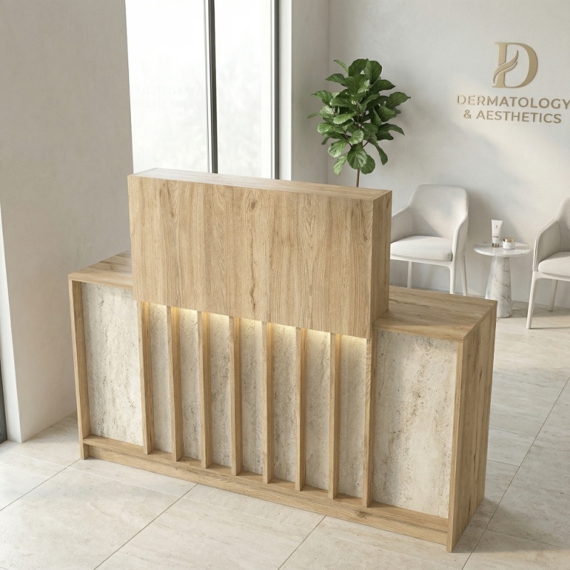 Birou recepție, Welcome Davis, UnicUtil, Bej-Travertin, 150 cm - imagine 4