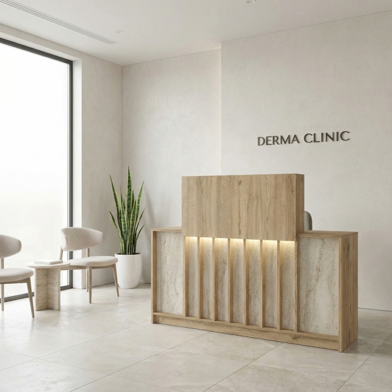 Birou recepție, Welcome Davis, UnicUtil, Bej-Travertin, 150 cm - imagine 7