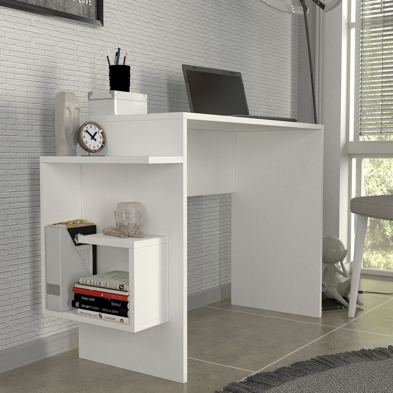 Birou, Sharp Focus, UnicUtil, 104.5 x 40 x 73.8 cm, Alb - imagine 3