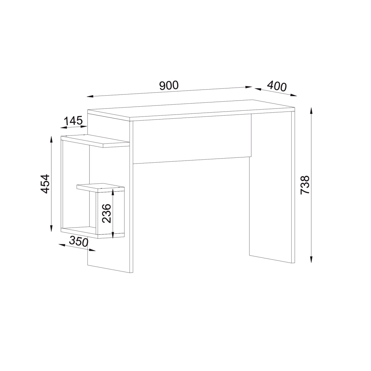 Birou, Sharp Focus, UnicUtil, 104.5 x 40 x 73.8 cm, Alb - imagine 8