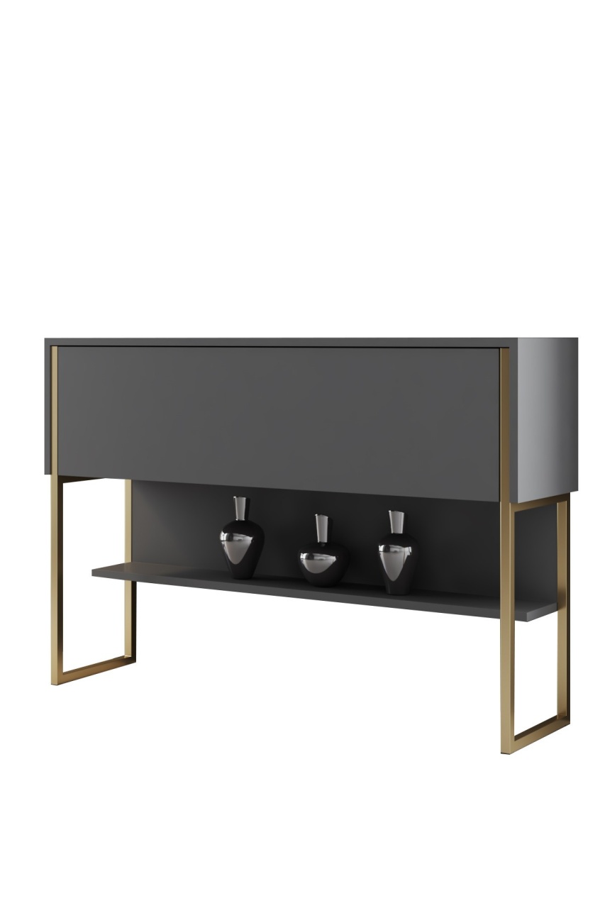 Comodă, Luxe Gold, UnicUtil, Auriu-Antracit, Lățime: 120 cm, Înălțime: 80 cm, Adâncime: 30 cm - view 7