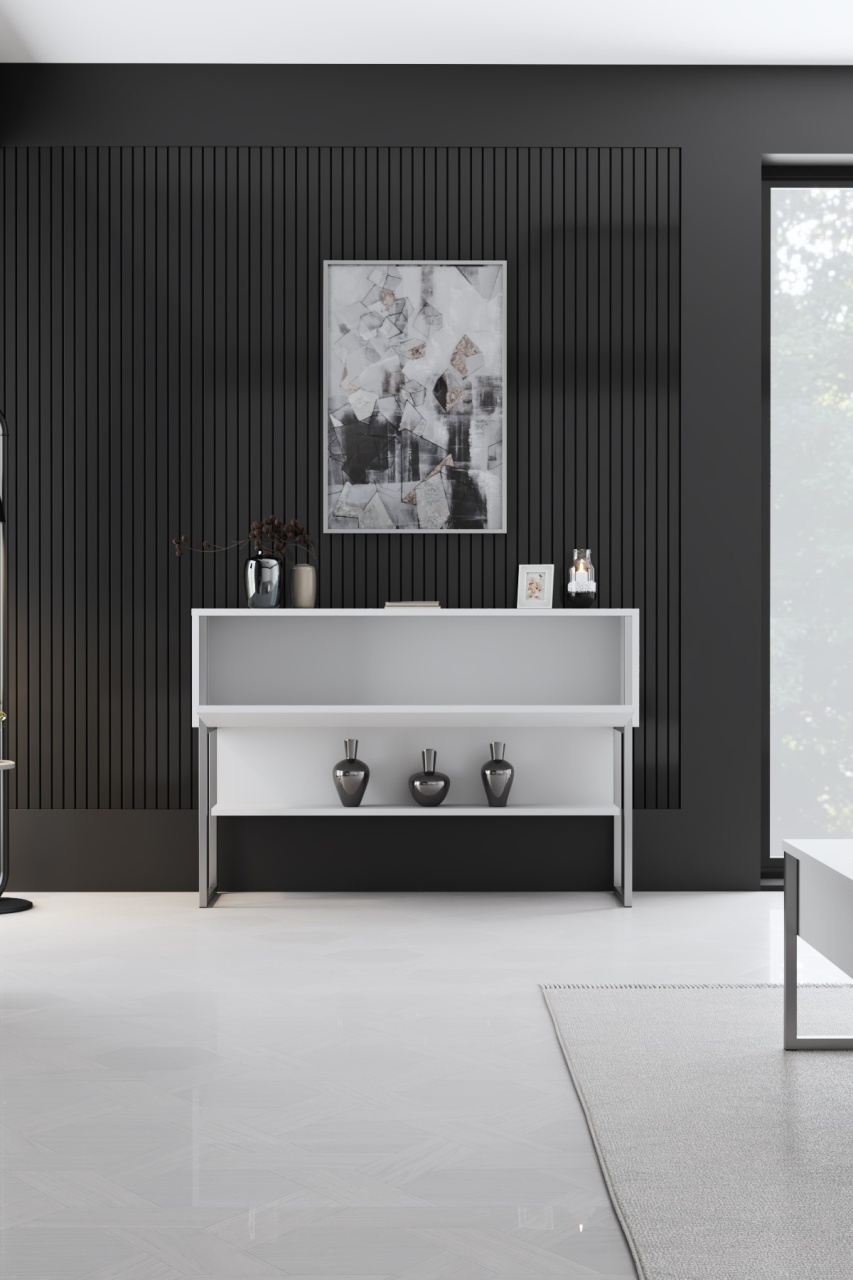 Comodă, Luxe Silver, UnicUtil, Argintiu-Alb, Lățime: 120 cm, Înălțime: 80 cm, Adâncime: 30 cm, 618BLY1405 - view 4