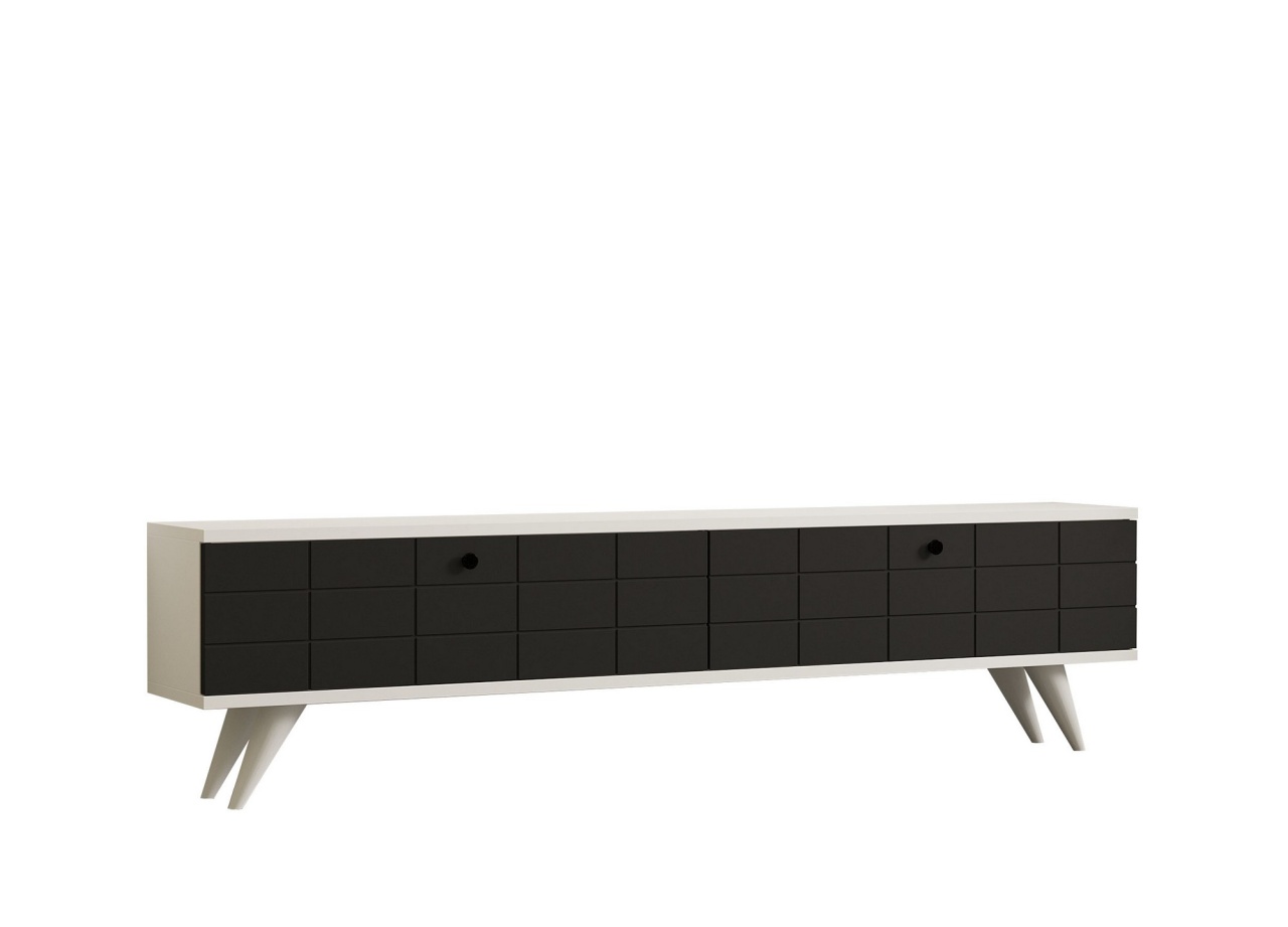 Comoda TV, Alberi Anthracite, UnicUtil, Antracit-Alb, Lățime: 160 cm, Înălțime: 35 cm, Adâncime: 25 cm - imagine 2