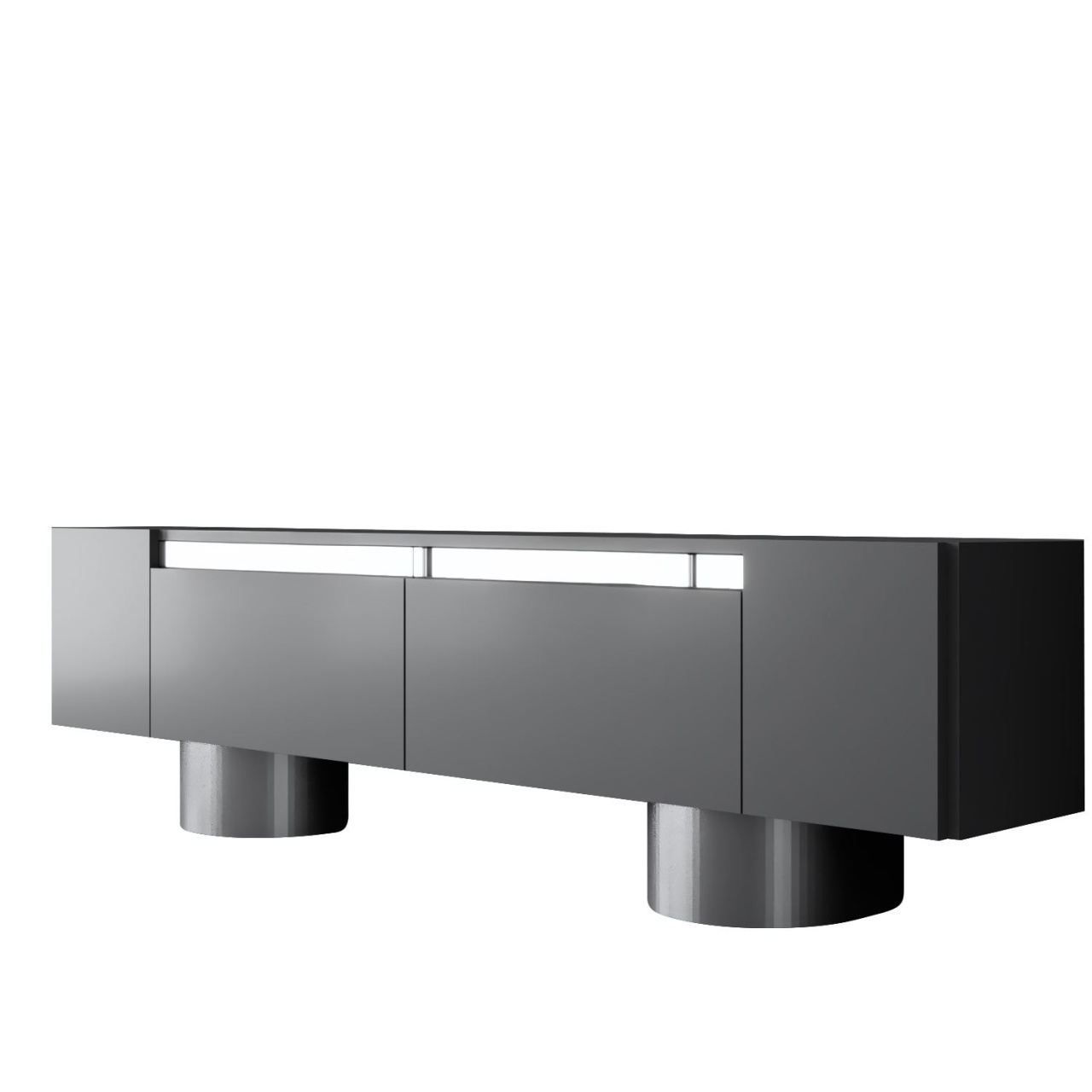 Comoda TV, Bohem Anthracite, UnicUtil, Antracit-Argint, Lățime: 180 cm, Înălțime: 50 cm, Adâncime: 30 cm - imagine 6