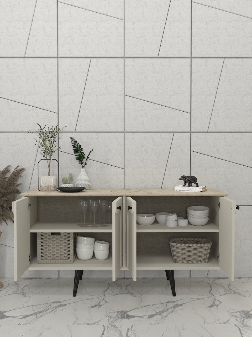 Comoda TV, Elegant Touch, UnicUtil, Crem, UUCOM16 - 2 | YEO