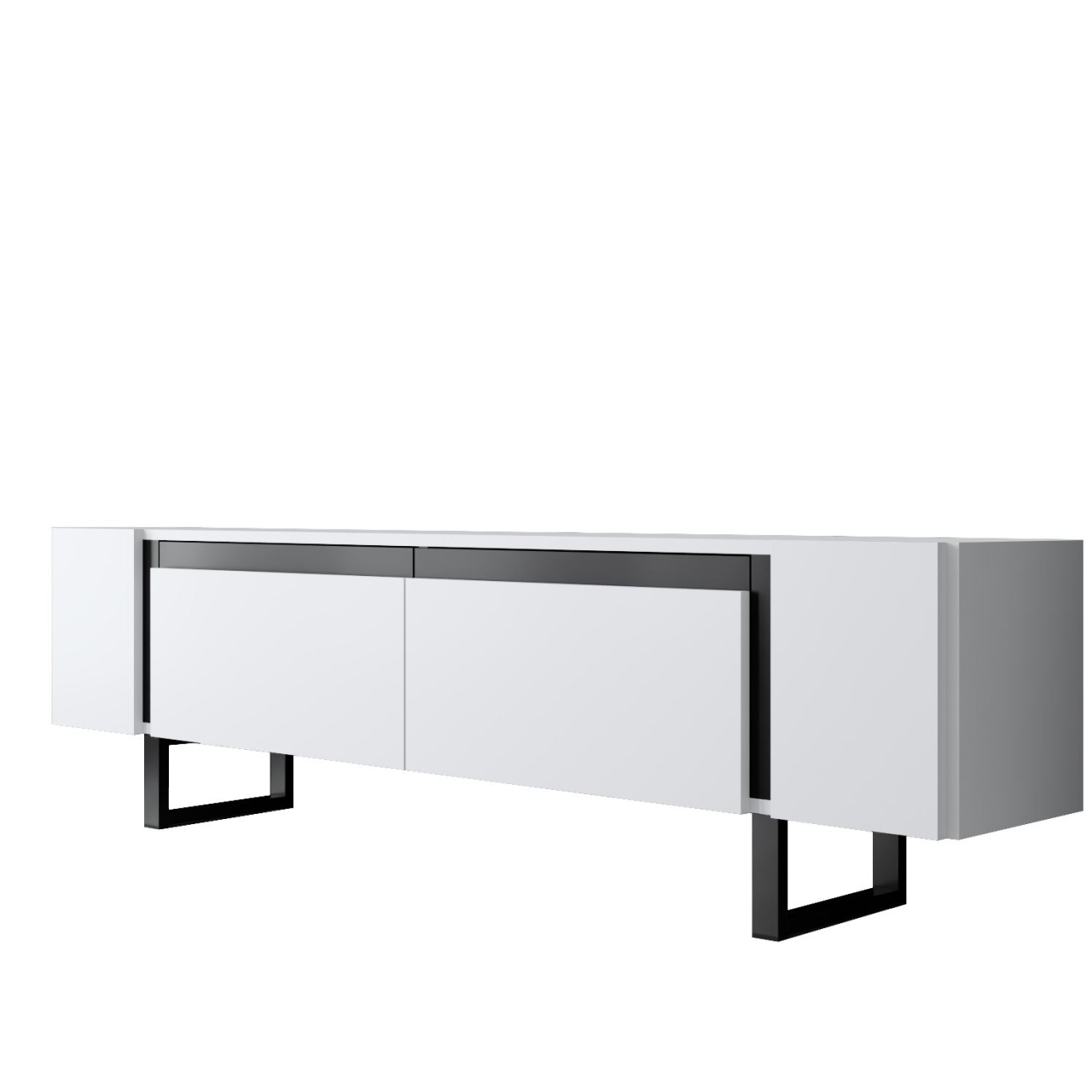 Comoda TV, Yildiz White, UnicUtil, Alb-Negru, Lățime: 180 cm, Înălțime: 50 cm, Adâncime: 30 cm - imagine 6