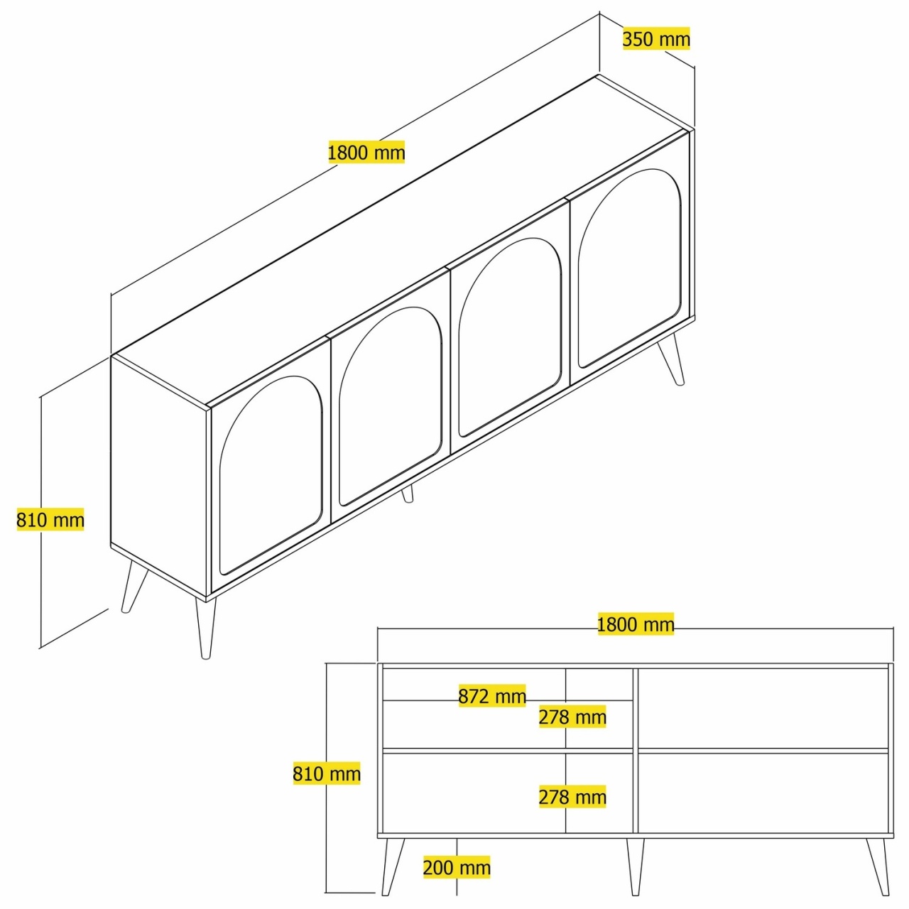 Consolă, Lyon 81, UnicUtil, Cremă-Nucă, Lățime: 180 cm, Înălțime: 81 cm, Adâncime: 35 cm - view 7
