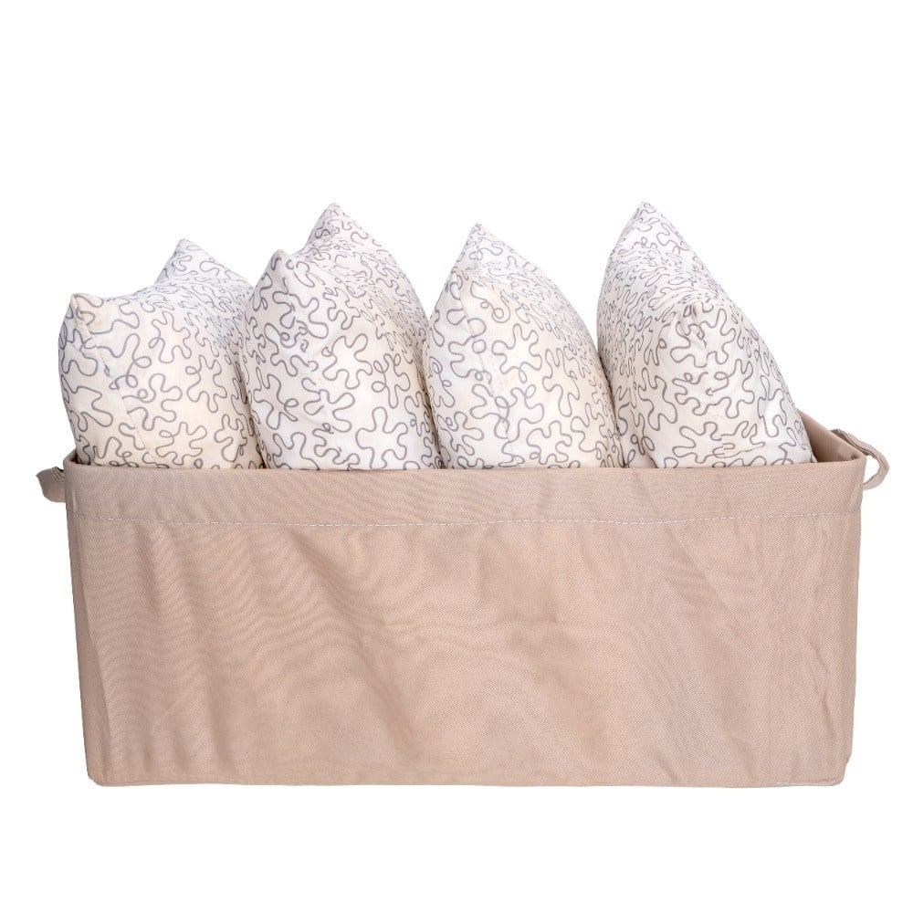 Cutie depozitare, cu maner, din material textil, 47 x 28 x 20 cm, Crem, UUDEP03