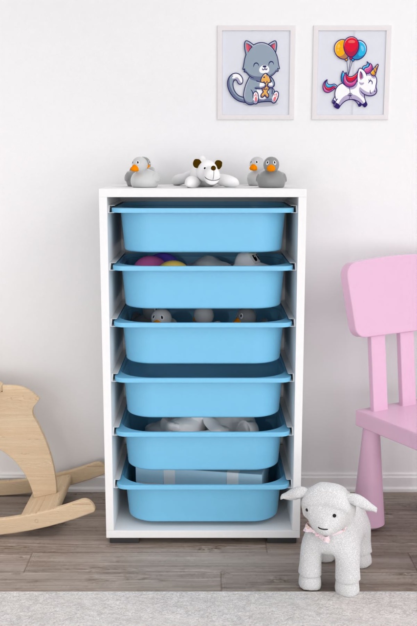 Dulap multifunctional, Grove storm, UnicUtil, Culoarea Alb Albastru - 1 | YEO